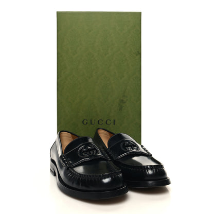 Gucci Millennial Ribot Cut Out Interlocking G Loafers 37.5 Black 3 of 9