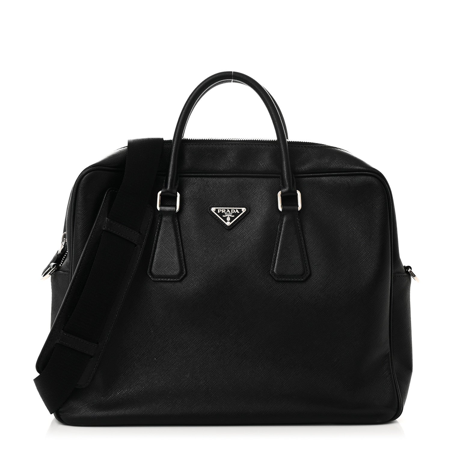 Prada Saffiano Travel Briefcase Black 1 of 9