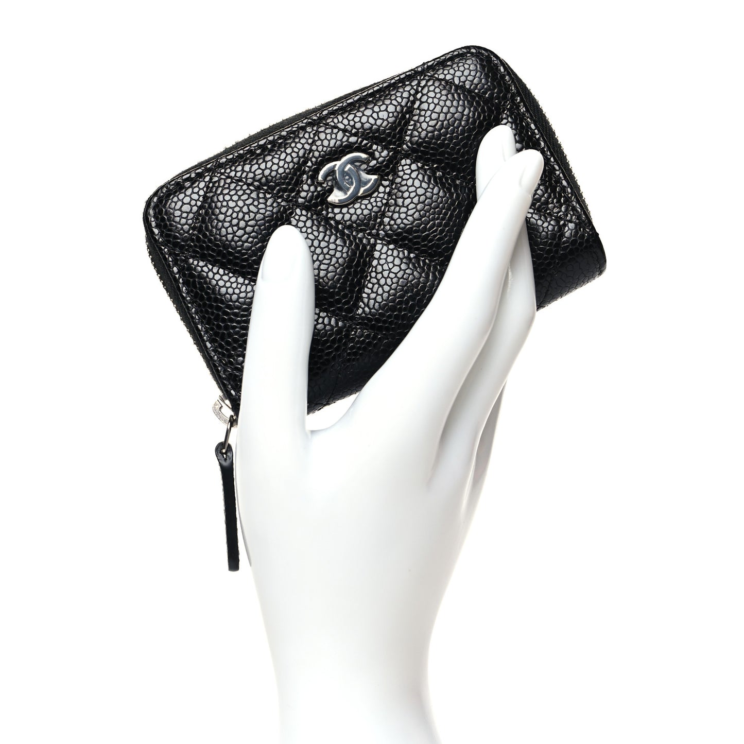 Caviar Quilted Zip Coin Purse Black