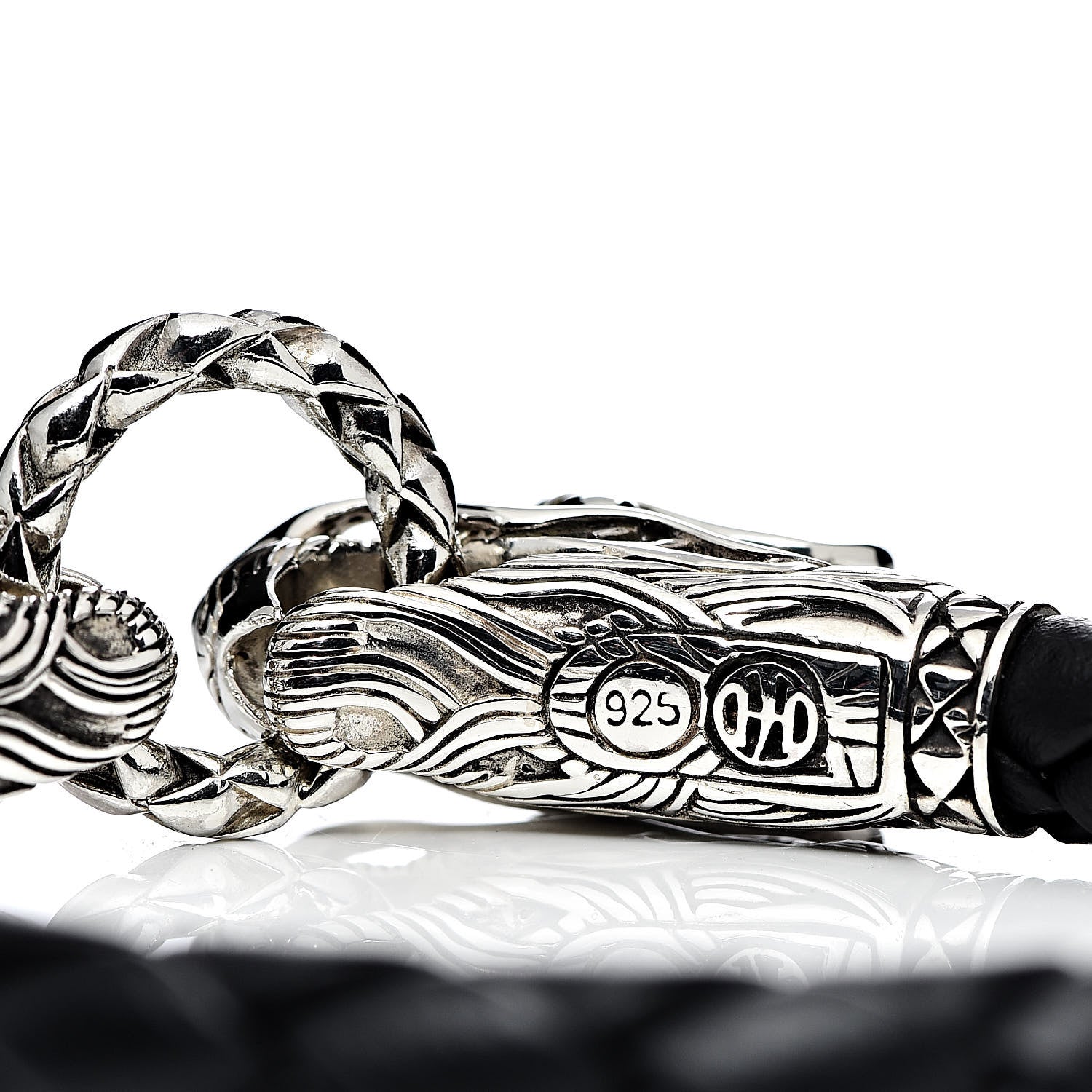 John Hardy Sterling Silver Leather Naga Dragon Legend Bracelet Black 4 of 4