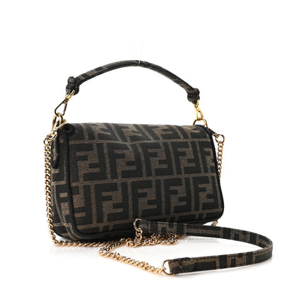 Fendi Fabric Jacquard FF 1974 Mini Baguette Tobacco Moro Black 3 of 10