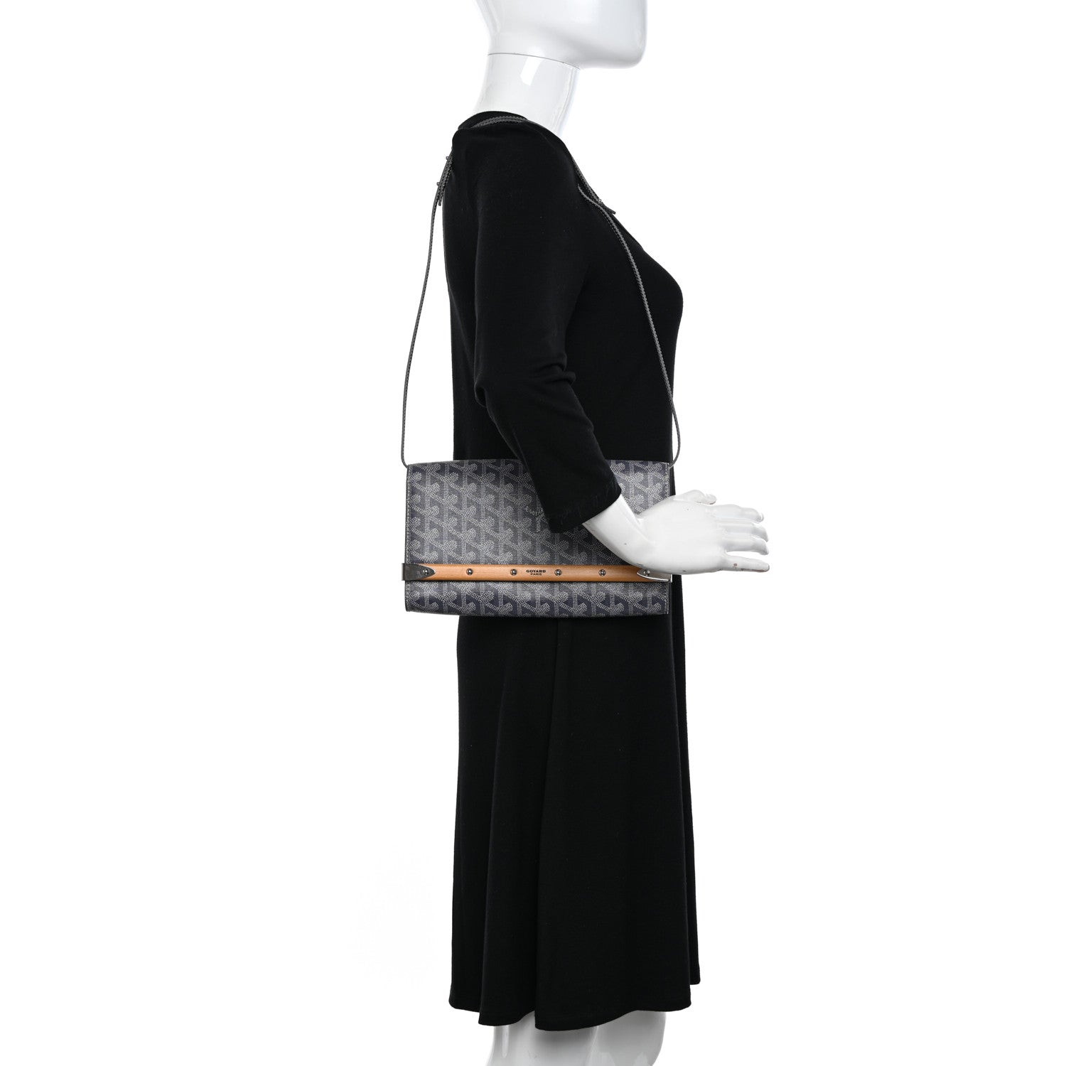 Goyard Goyardine Monte Carlo Bois Clutch With Strap Gray 2 of 12