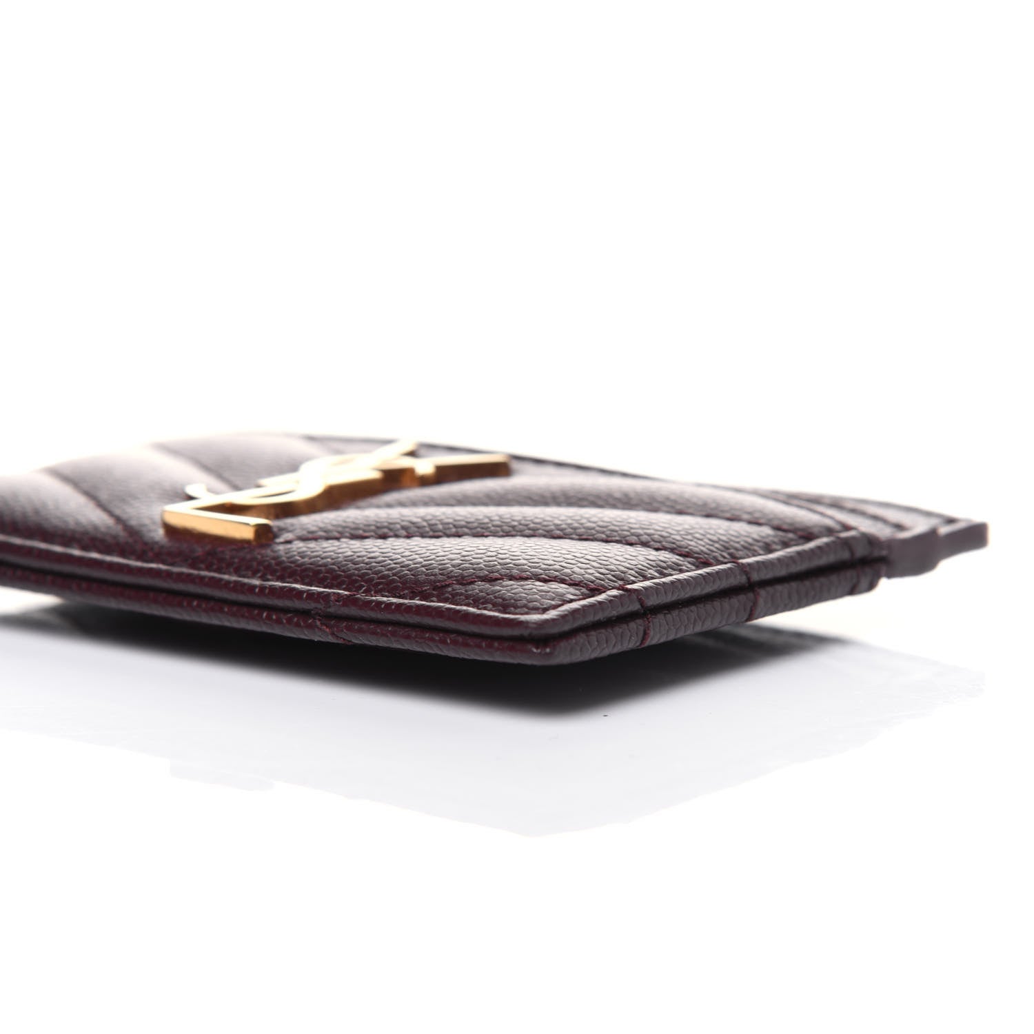 Saint Laurent Grain De Poudre Matelasse Chevron Monogram Credit Card Case Rouge Legion 9 of 10