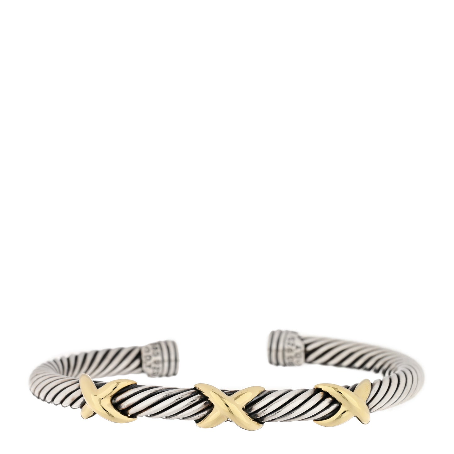 Sterling Silver 14K Yellow Gold 5mm Triple X Cable Bracelet
