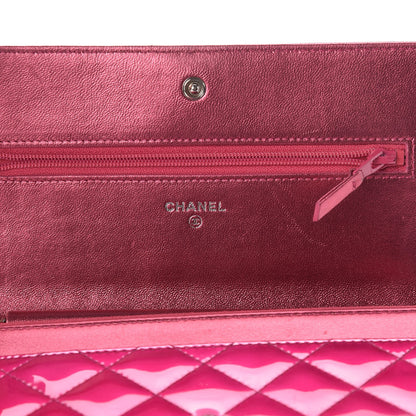 Chanel Metallic Patent Calfskin Quilted Boy Wallet On Chain WOC Fuchsia 6 of 13