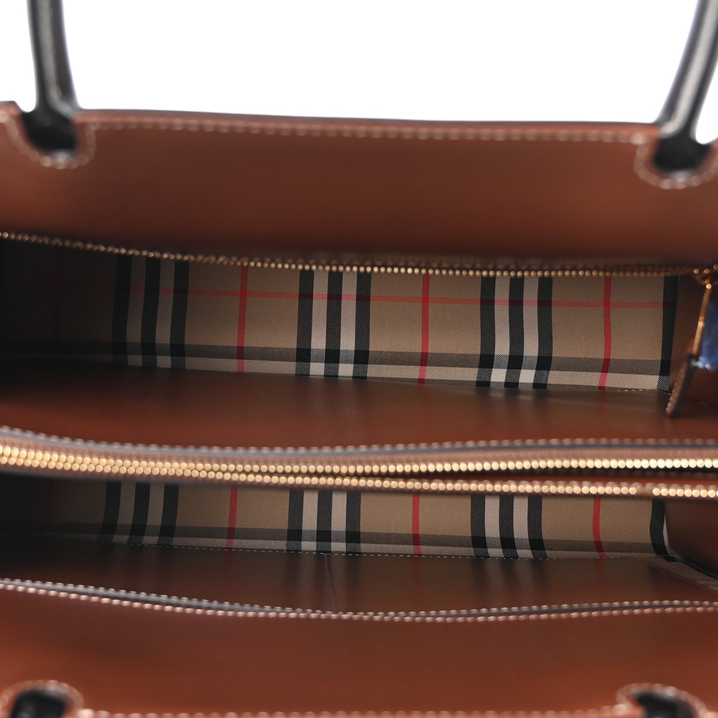 Calfskin Vintage Check Medium Two Handle Title Bag Black