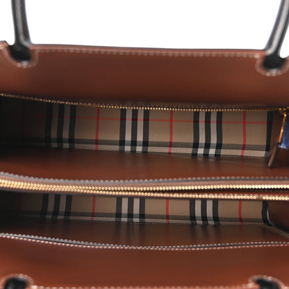 Burberry Calfskin Vintage Check Medium Two Handle Title Bag Black 5 of 9