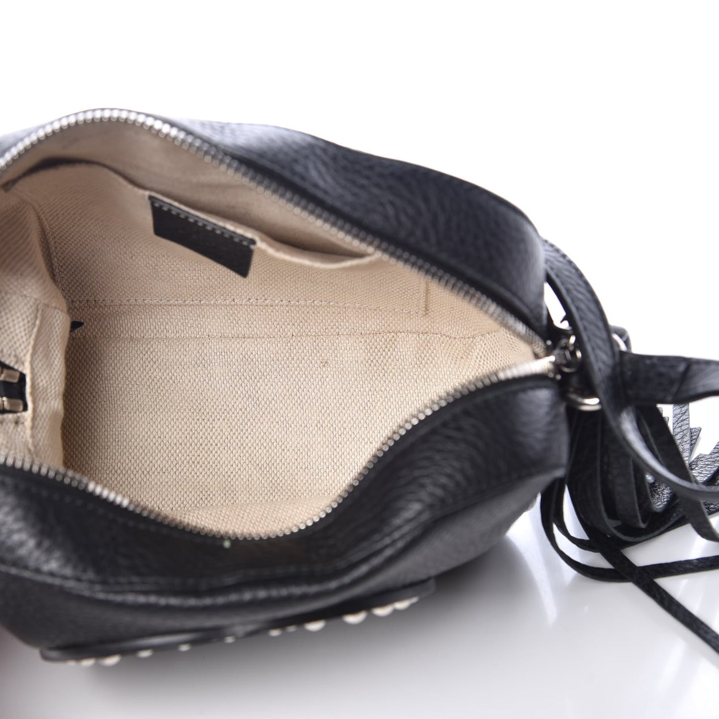 Pebbled Calfskin Studded Small Soho Disco Bag Black
