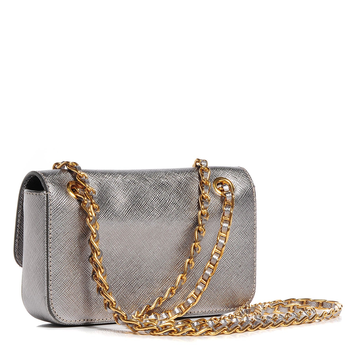 Prada Saffiano Shoulder Flap Silver 3 of 11