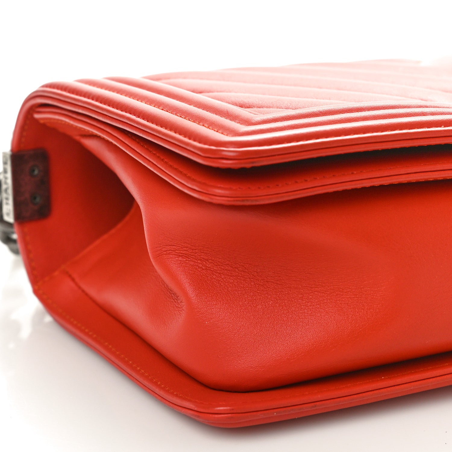 Chanel Lambskin Chevron Quilted Medium Boy Flap Orange 9 of 10