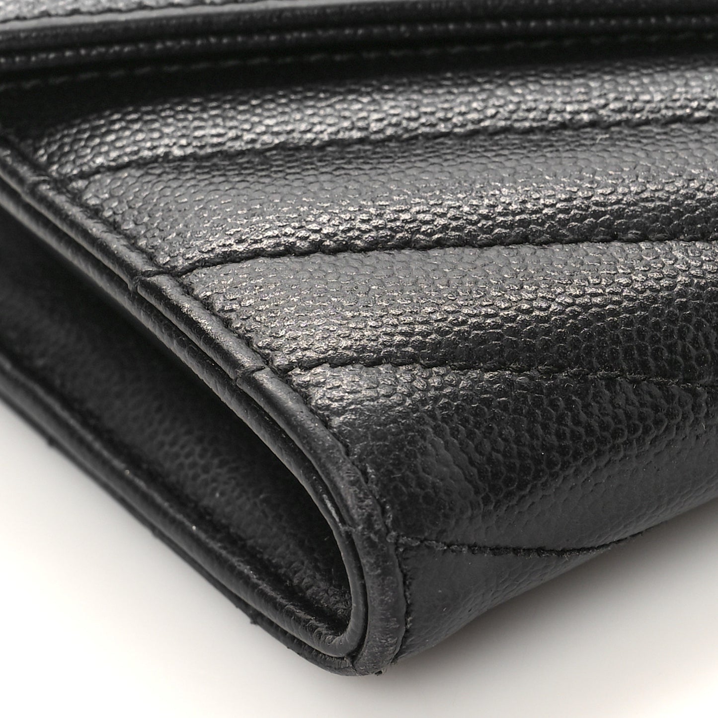 Grain De Poudre Matelasse Chevron Monogram Flap Wallet Black