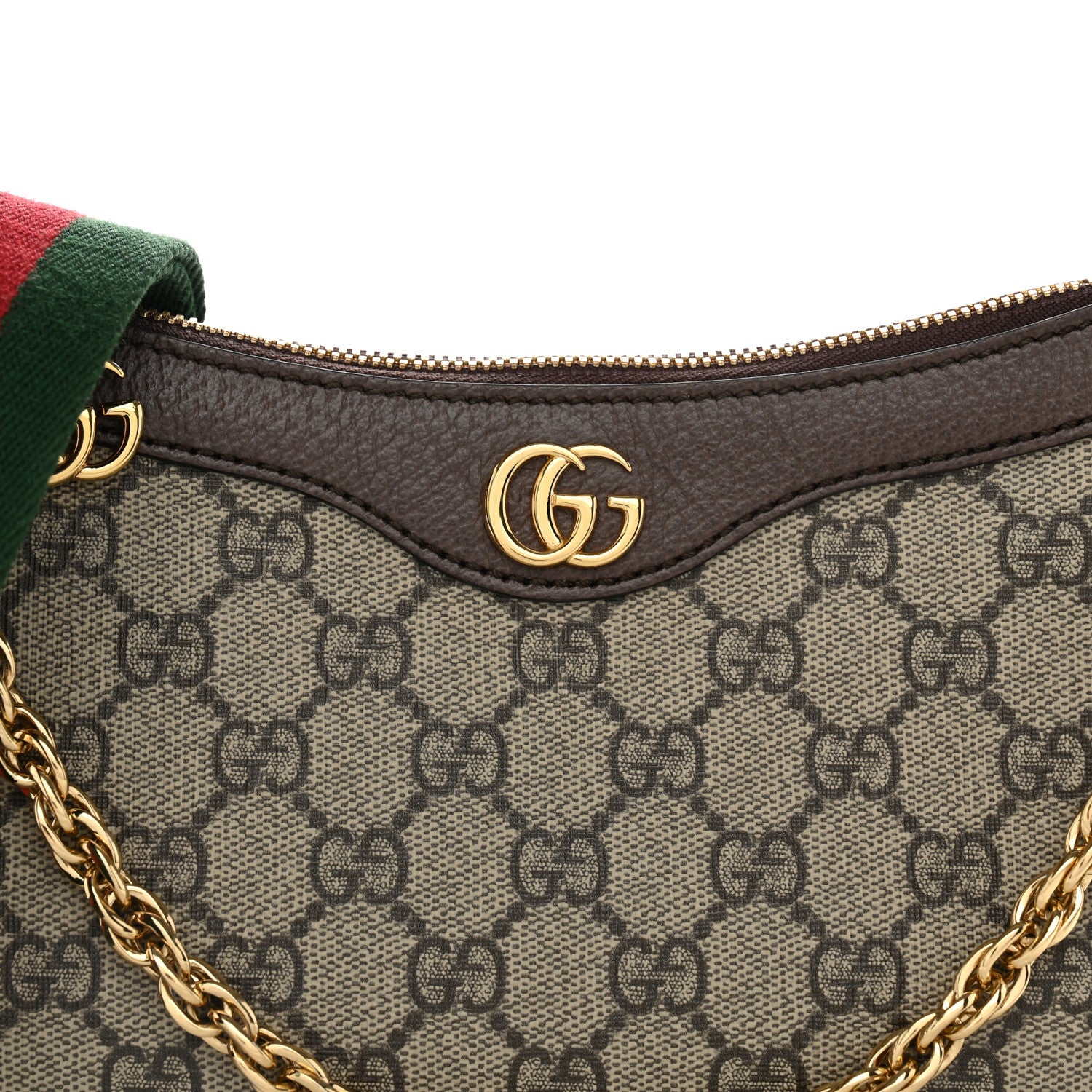 Gucci GG Supreme Monogram Textured Dollar Calfskin Web Small Ophidia GG Handbag Beige Ebony New Acero 7 of 12