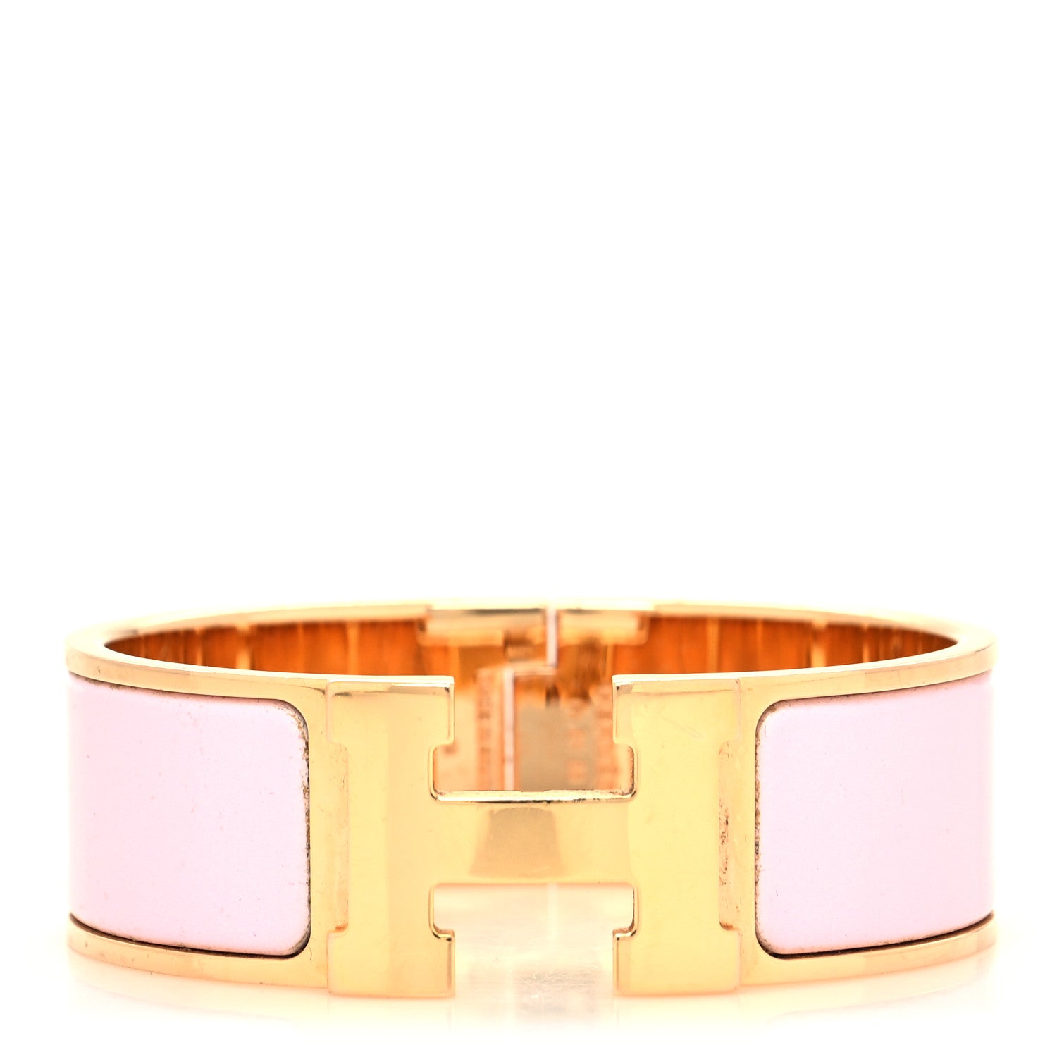 Hermes Enamel Wide Clic Clac H Bracelet PM Rose Dragee 1 of 5