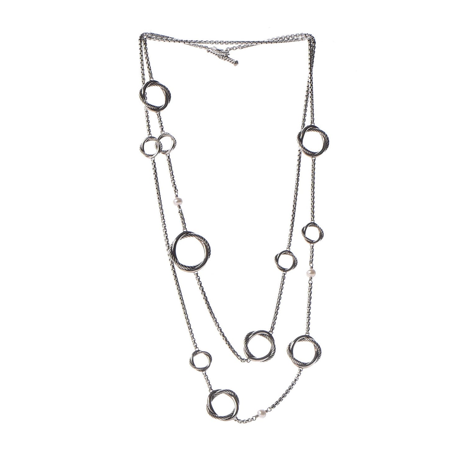 Sterling Silver Pearl Infinity Station Chain Necklace