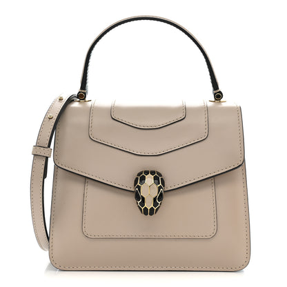 Bulgari Calfskin Serpenti Forever Top Handle Beige Green 1 of 9