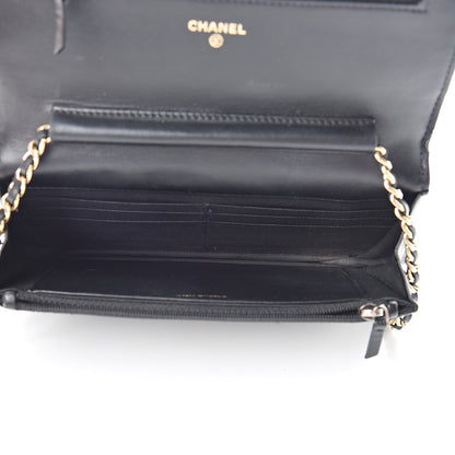 Chanel Lambskin Quilted Boy Wallet On Chain WOC Black 5 of 18