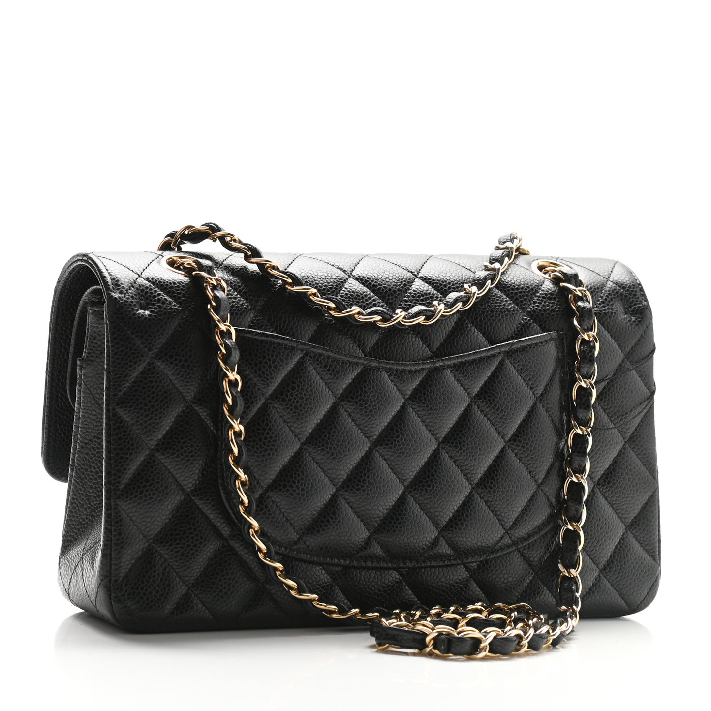 Caviar Quilted Medium Double Flap Black