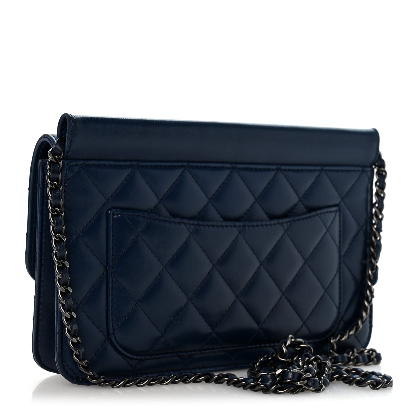 Lambskin Quilted Medium Crossing Times Flap Blue