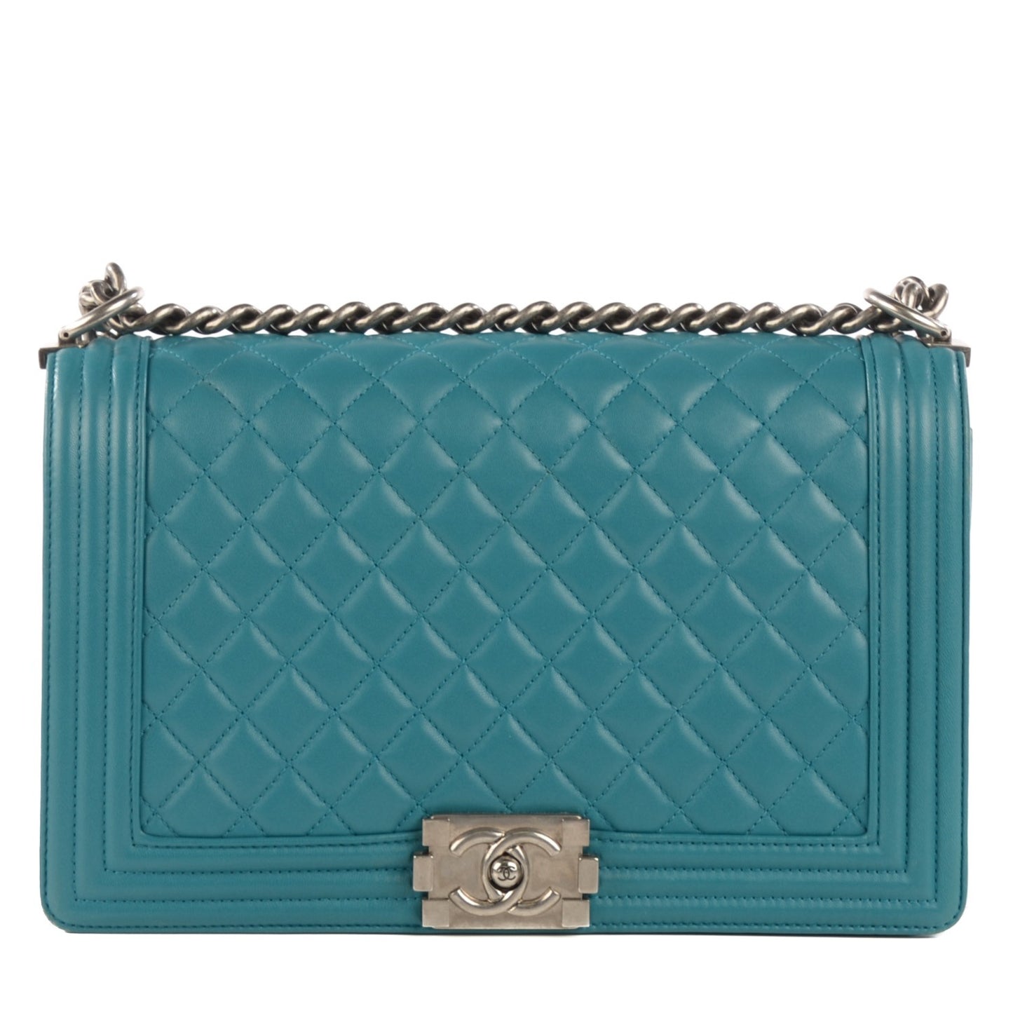 Lambskin Quilted New Medium Boy Flap Dark Turquoise