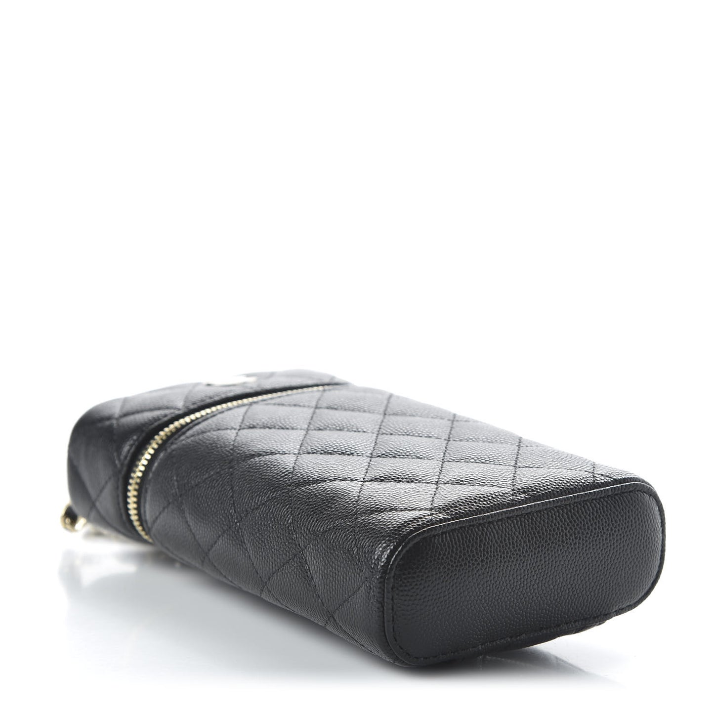 Caviar Quilted Phone Holder With Chain Black