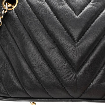 Chanel Lambskin Chevron Quilted Small Camera Case Black 14 of 15