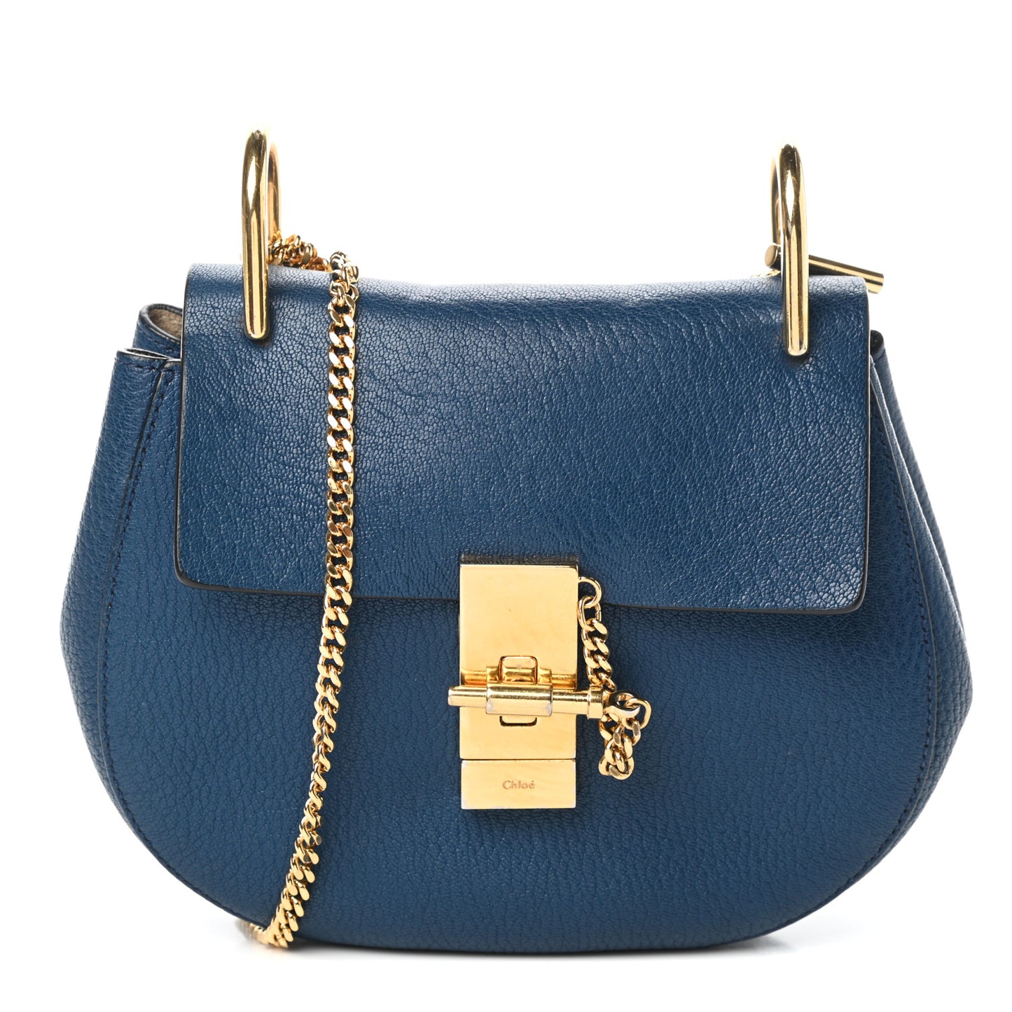 Grained Lambskin Mini Drew Shoulder Bag Royal Navy