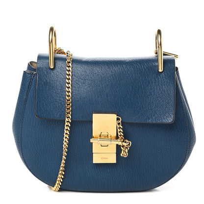 Chloe Grained Lambskin Mini Drew Shoulder Bag Royal Navy 1 of 8