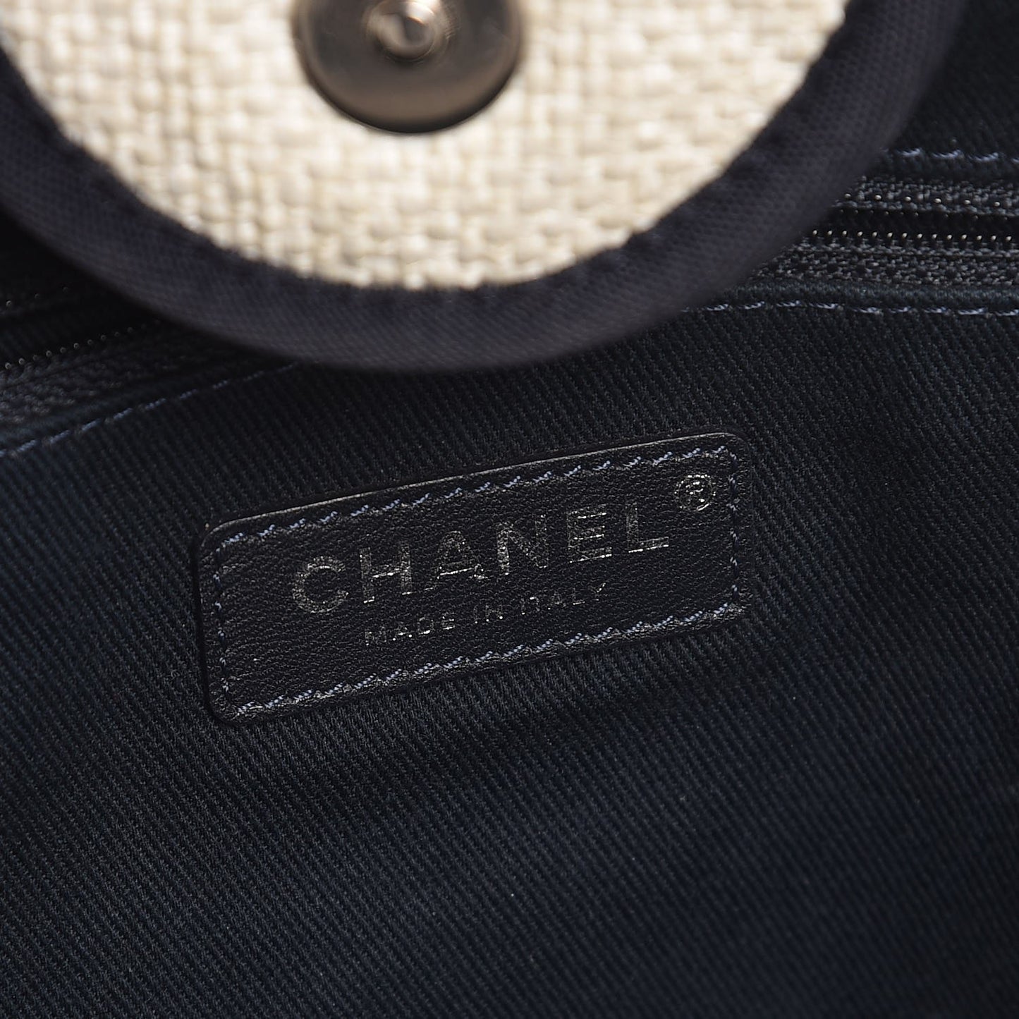 Canvas Large Deauville Tote White Navy