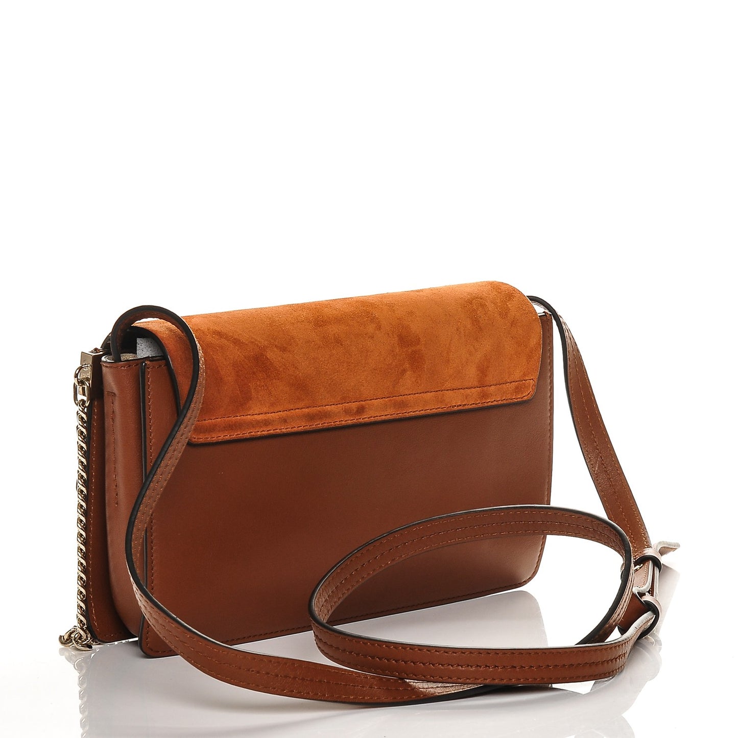 Suede Calfskin Small Faye Shoulder Bag Tobacco