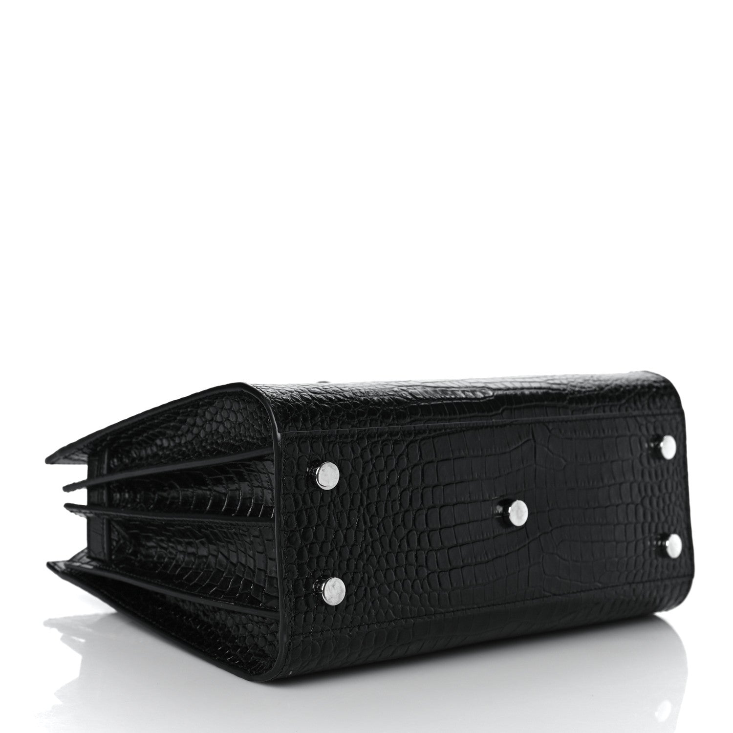 Saint Laurent Calfskin Crocodile Embossed Baby Sac De Jour Black 4 of 18