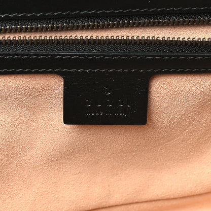 Gucci Vintage Effect Calfskin Matelasse Diagonal Striped Small Torchon GG Marmont Shoulder Bag Black Beige 6 of 10