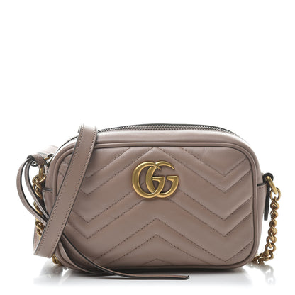 Gucci Calfskin Matelasse Mini GG Marmont Chain Shoulder Bag Porcelain Rose 1 of 10