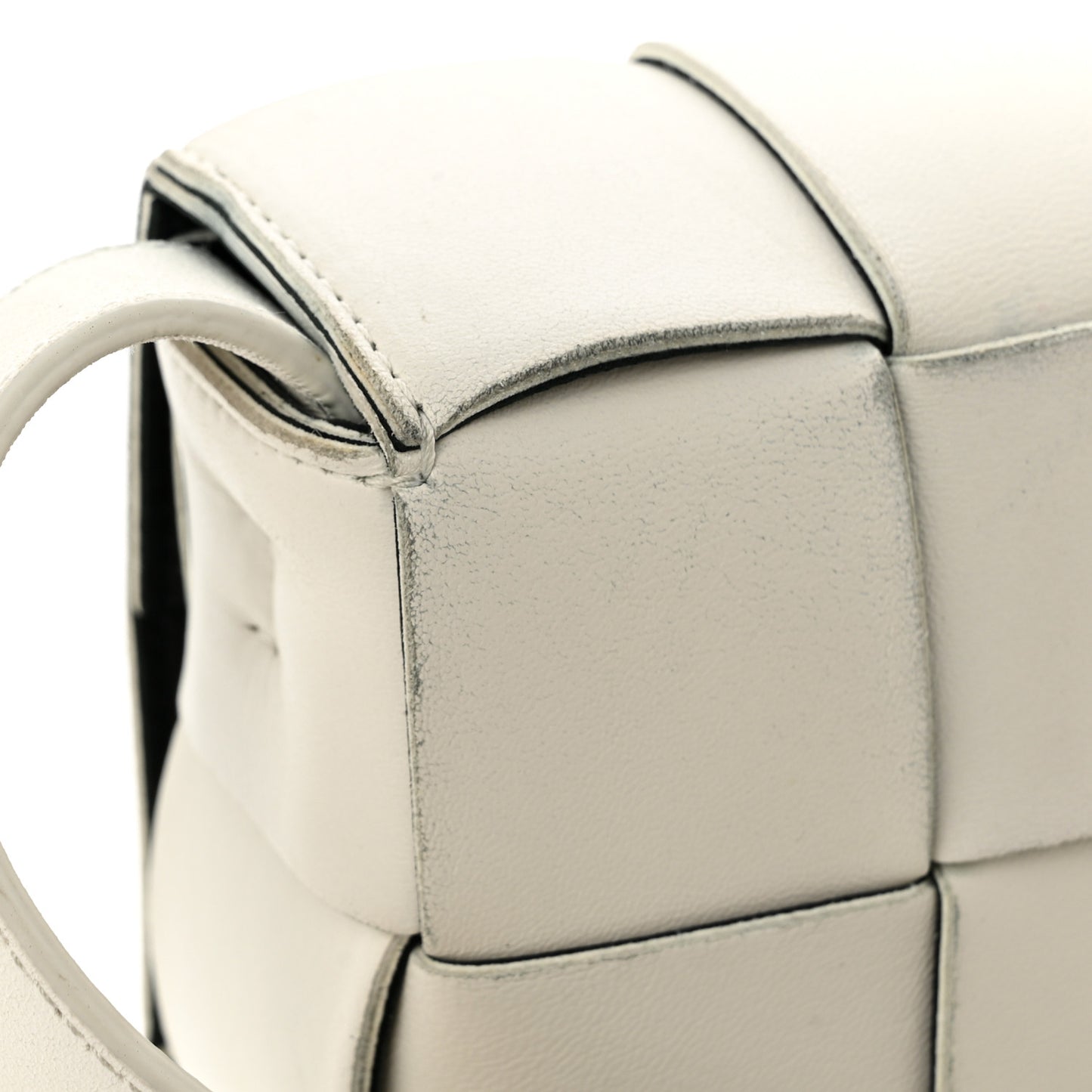 Lambskin Maxi Intrecciato Cassette Crossbody Bag White
