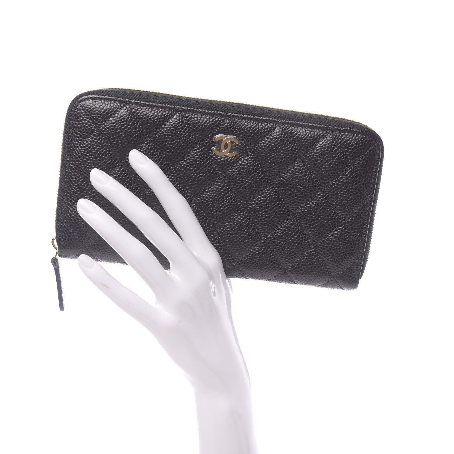 Chanel Caviar Quilted Large Gusset Zip Around Wallet Black 2 of 8