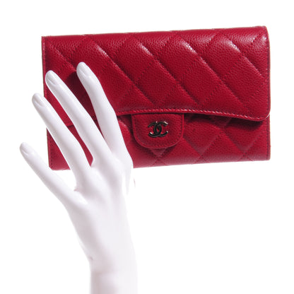 Chanel Caviar Quilted Large Flap Wallet Red 2 of 8