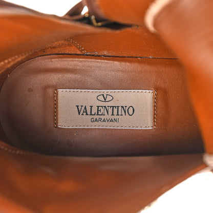Valentino Garavani Calfskin Rockstud Cap Toe Combat Boots 38 Tan 6 of 26