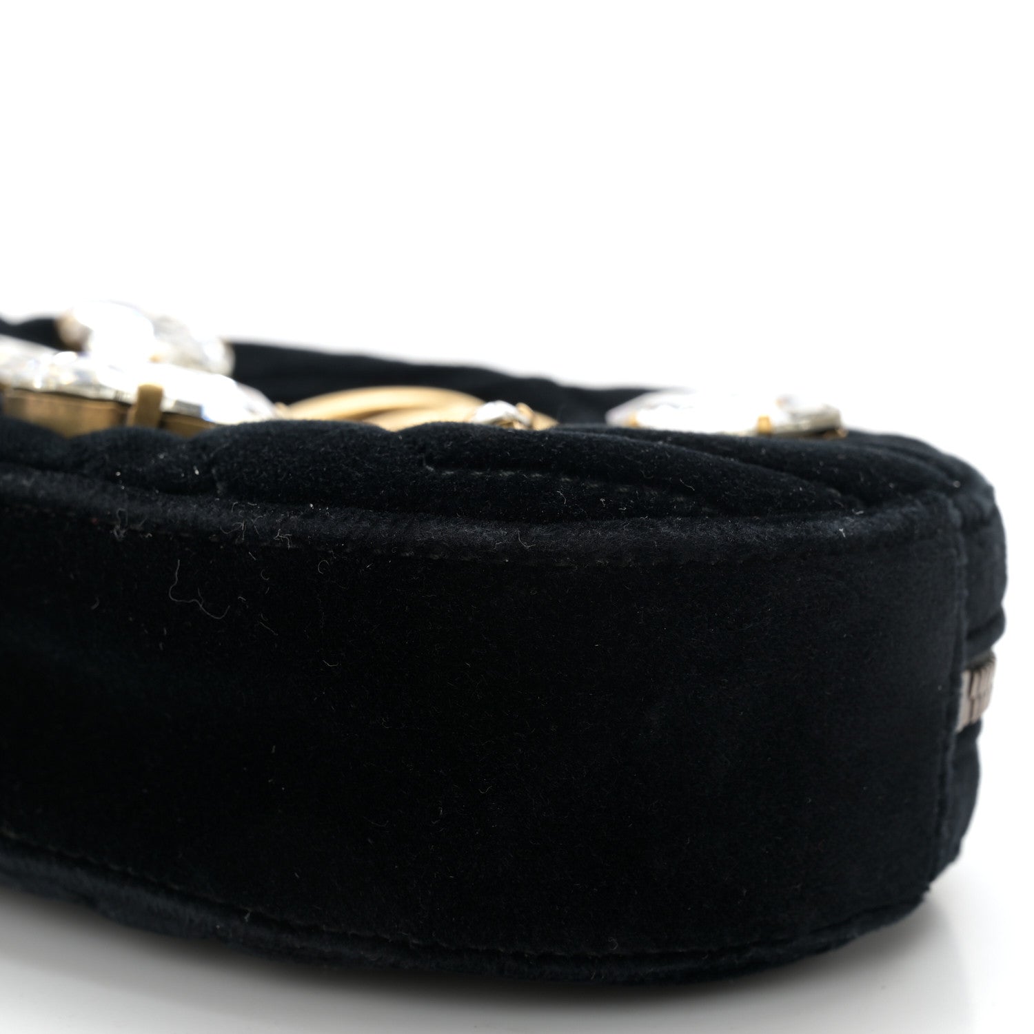 Gucci Velvet Matelasse Marquise Crystals GG Marmont Belt Bag 75 30 Black 10 of 12