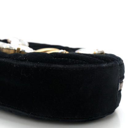 Gucci Velvet Matelasse Marquise Crystals GG Marmont Belt Bag 75 30 Black 10 of 12