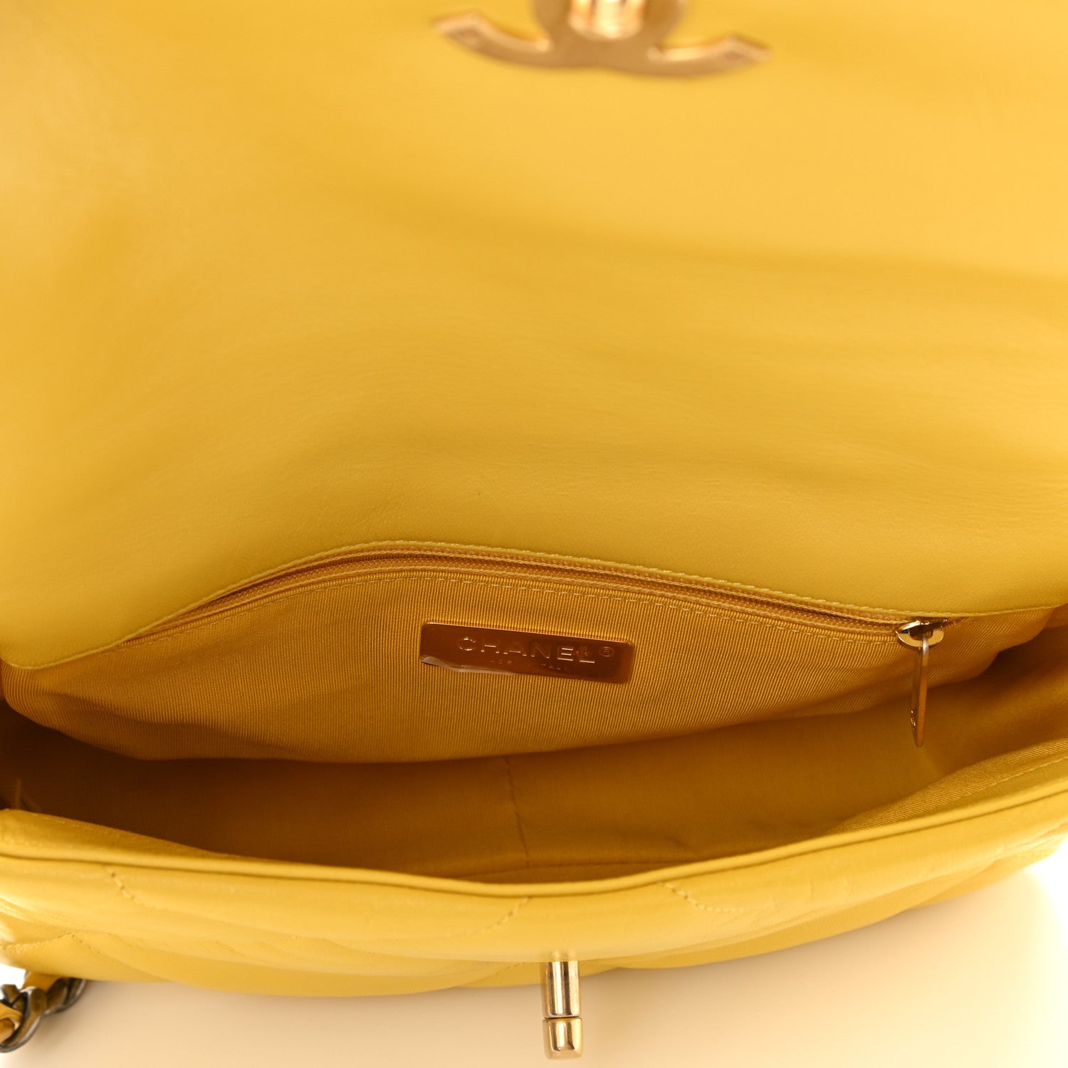 Chanel Lambskin Quilted Medium Chanel 19 Flap Yellow 4 of 9