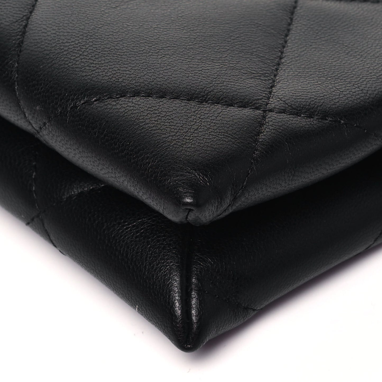 Shiny Goatskin Quilted Small Chanel 19 Pouch With Handle Black