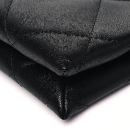 Chanel Shiny Goatskin Quilted Small Chanel 19 Pouch With Handle Black 9 of 11