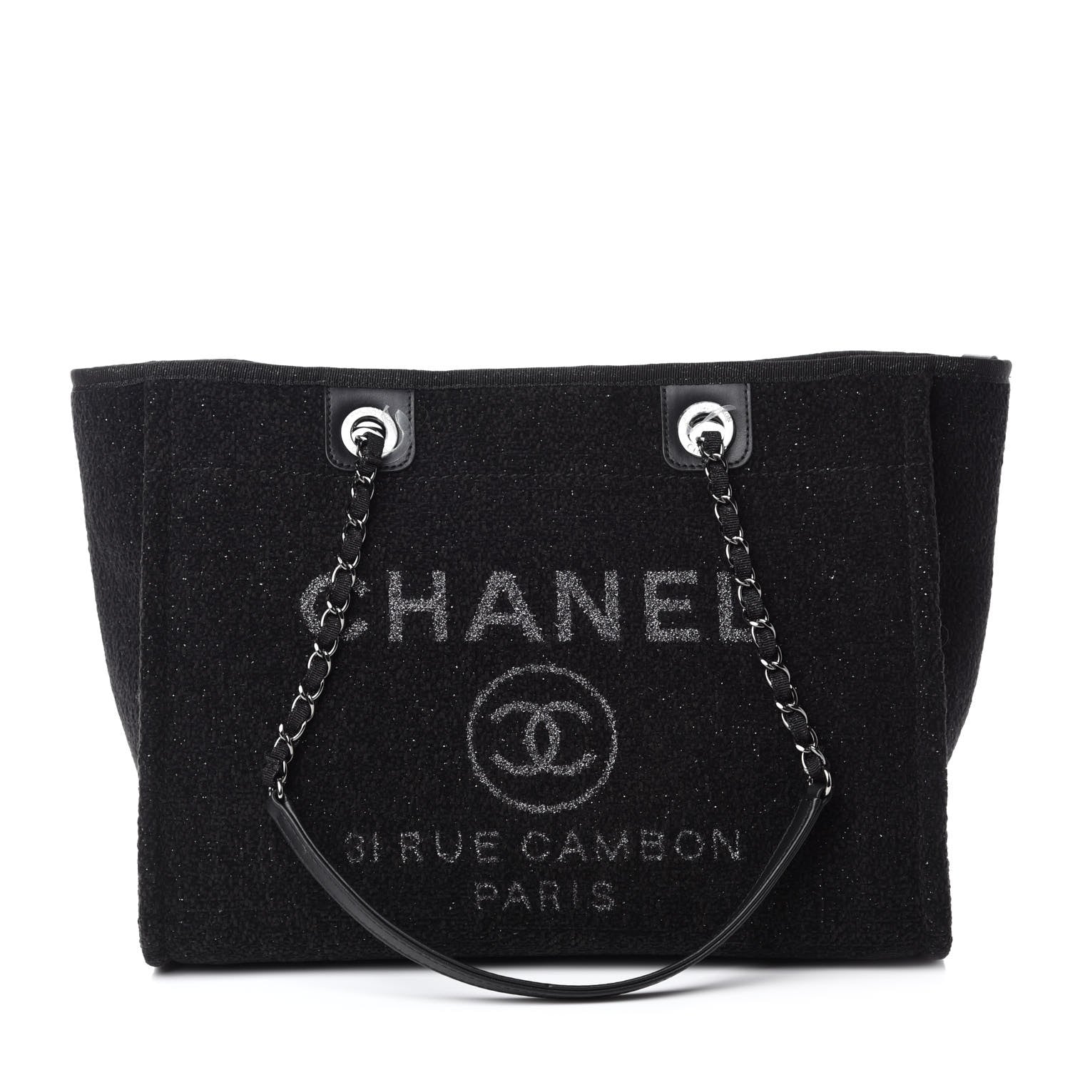 Chanel Lurex Canvas Small Deauville Tote Black 1 of 11