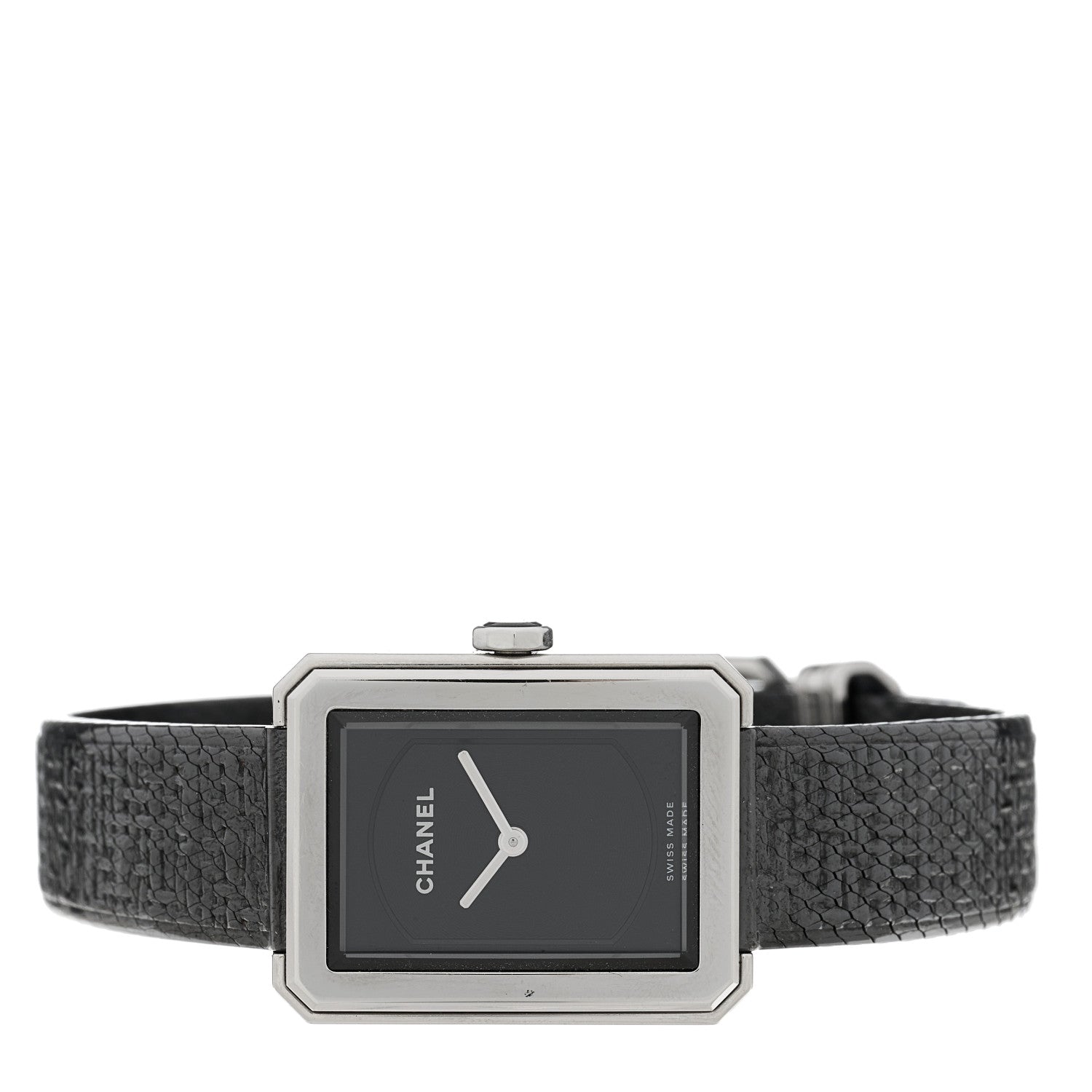 Chanel Stainless Steel Calfskin 21mm Boy-Friend Tweed Quartz Watch Black 2 of 4