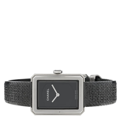 Chanel Stainless Steel Calfskin 21mm Boy-Friend Tweed Quartz Watch Black 2 of 4