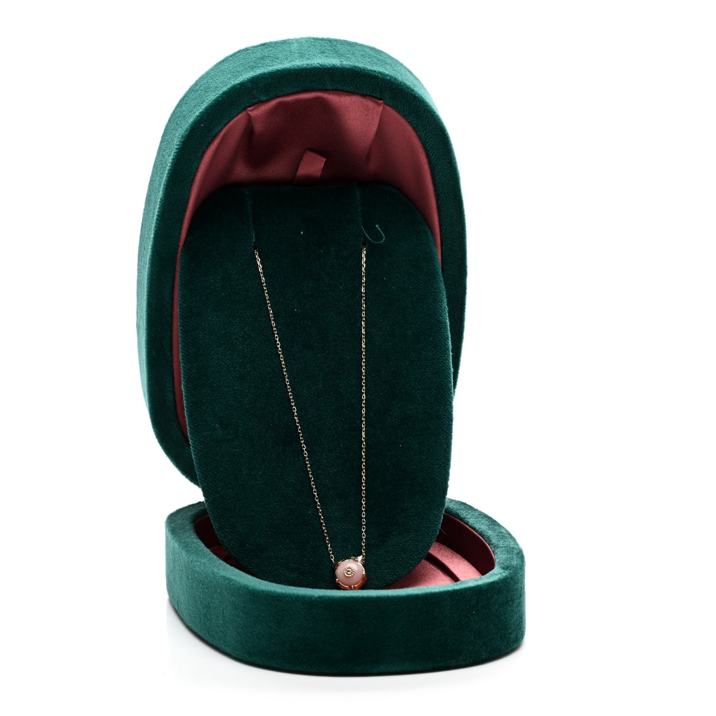 18K Yellow Gold Diamond Pink Opal Le Marche Des Merveilles Feline Pendant Necklace