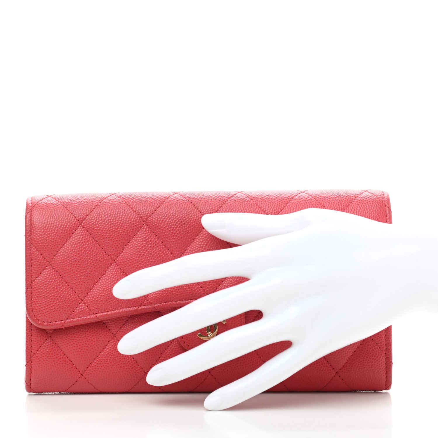 Chanel Caviar Quilted Large Gusset Flap Wallet Pink 2 of 9