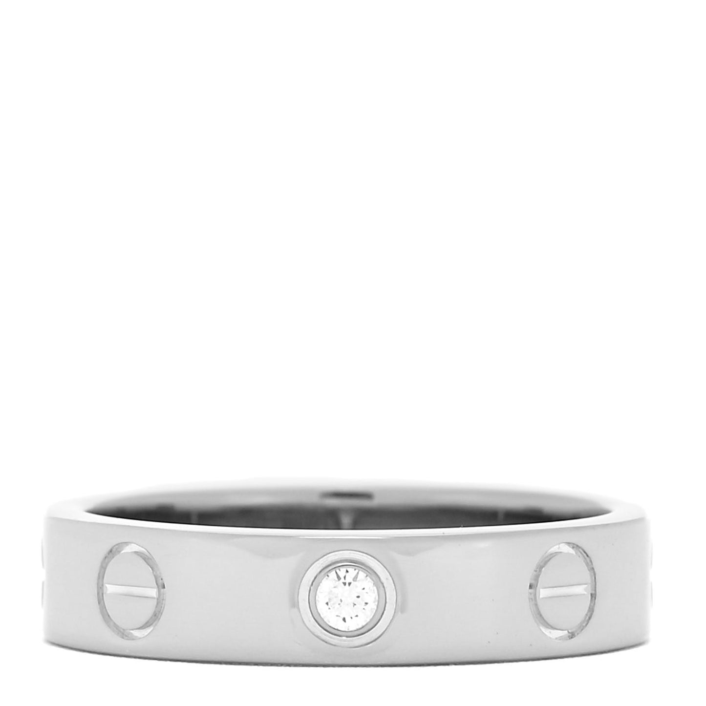 18K White Gold Diamond 4mm LOVE Wedding Band Ring 49 4.75