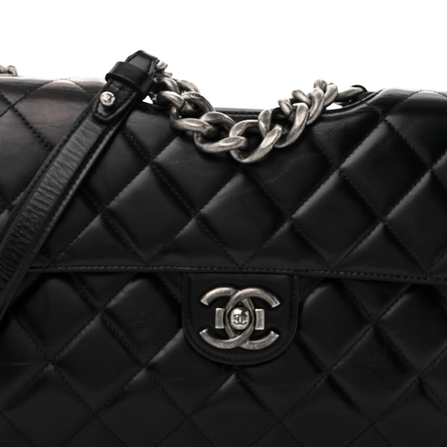 Chanel Glazed Calfskin Quilted Large Perfect Edge Flap Black 8 of 14