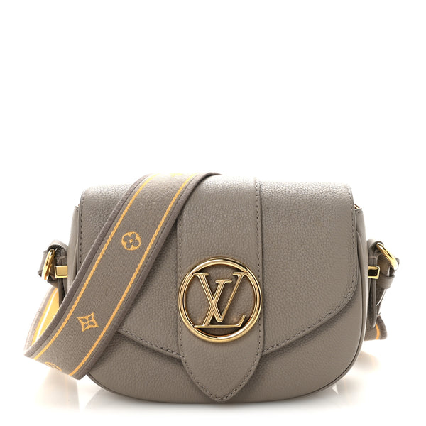 LOUIS VUITTON ルイヴィトン　パドロック9点山 Louis Vuitton Grained Calfskin LV Pont 9 Soft PM Gris 1869078