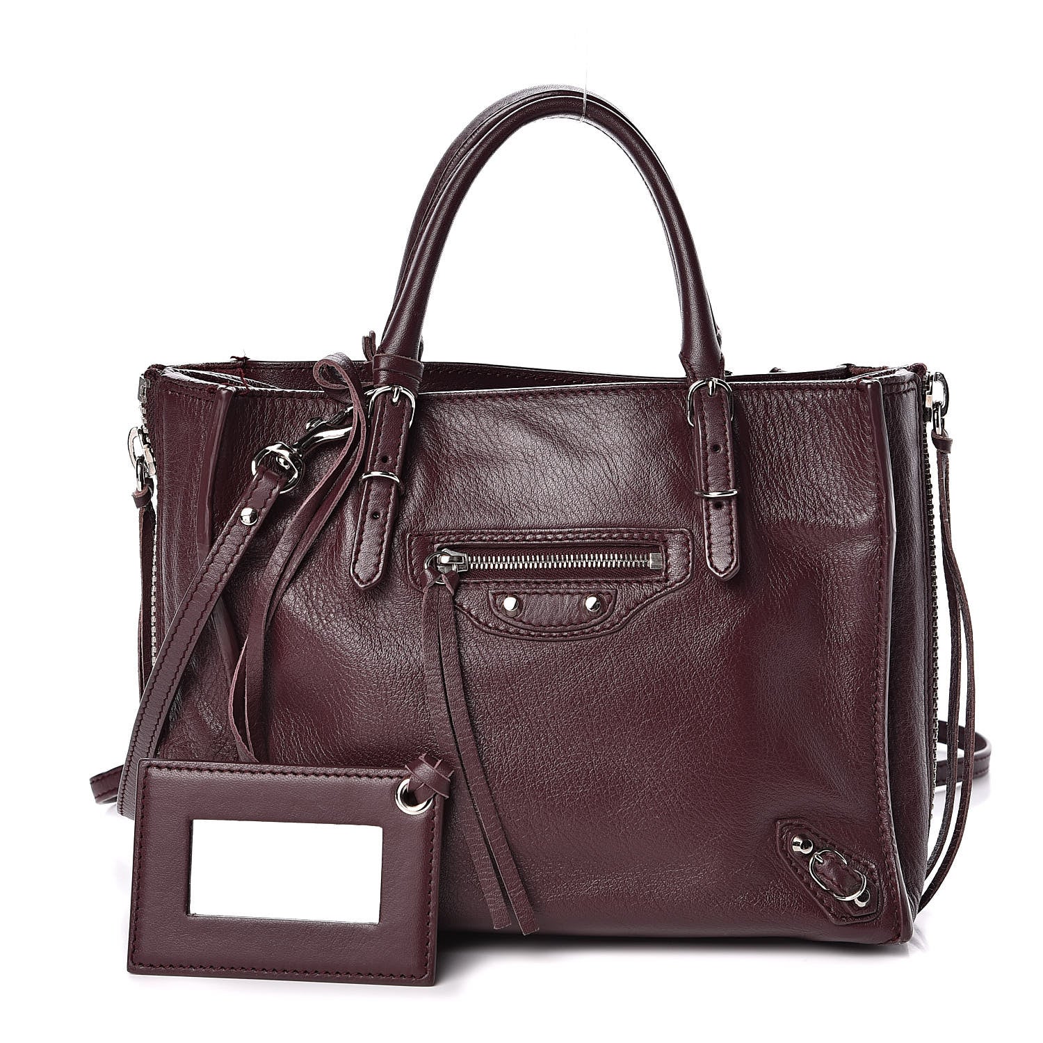 Balenciaga Calfskin Papier Mini A4 Zip Around Tote Rouge Aubergine 1 of 12